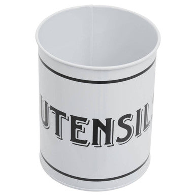 Grocer White Metal Utensil Holder