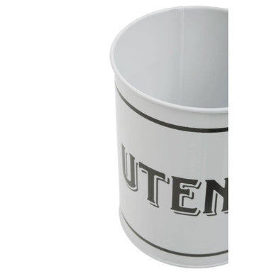 Grocer White Metal Utensil Holder