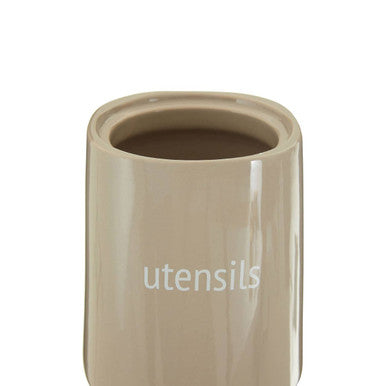 Fletcher Beige Ceramic Utensils Holder
