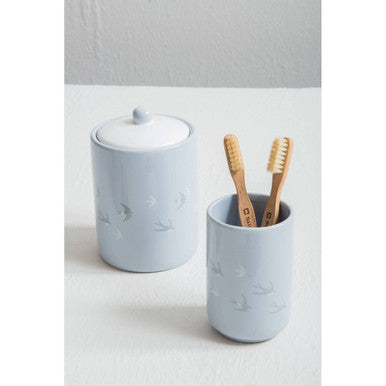 Light Blue And Cream Swift Storage Jar