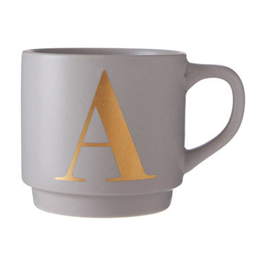 Signet Grey Monogram Mug A