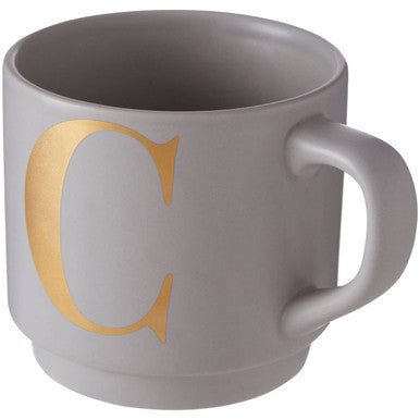 Signet Grey Monogram Mug, C