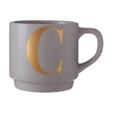 Signet Grey Monogram Mug, C