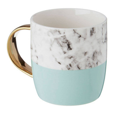 Frosted Deco Marble Effect And Pastel Green Monogram Mug K