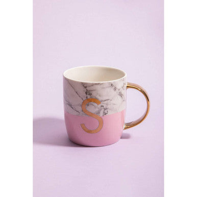Mimo Pastel Pink S Letter Monogram Mug