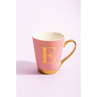 Frosted Deco Pink Monogram Mug E