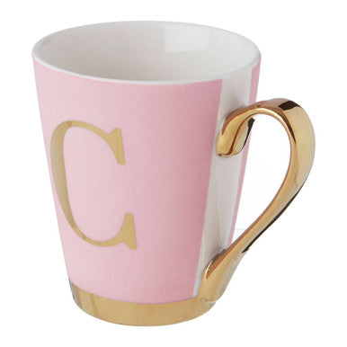 Frosted Deco Pink Monogram Mug C