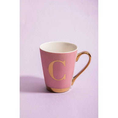 Frosted Deco Pink Monogram Mug C