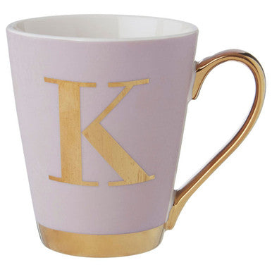 Mimo Pastel Pink Frosted Deco K Letter Monogram Mug