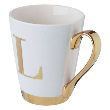 Mimo Green Frosted Deco L Letter Monogram Mug.
