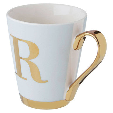 Mimo Green Frosted Deco R Letter Monogram Mug.