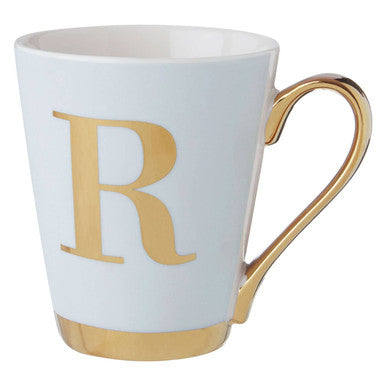 Mimo Green Frosted Deco R Letter Monogram Mug.