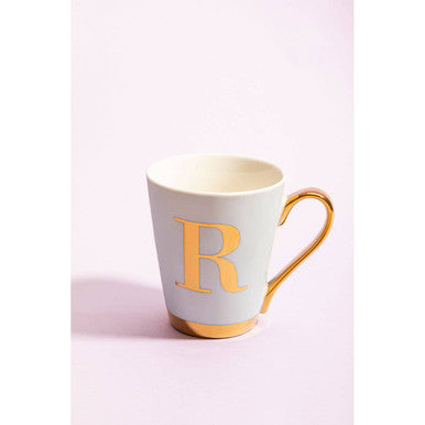 Mimo Green Frosted Deco R Letter Monogram Mug.