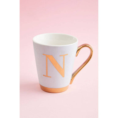 Mimo Green Frosted Deco N Letter Monogram Mug.