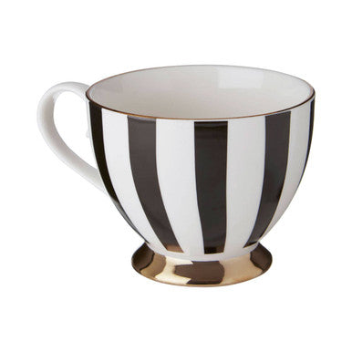Duchess Black and White Monogram Mug with H