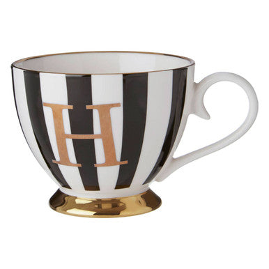 Duchess Black and White Monogram Mug with H