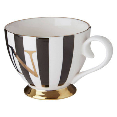 Duchess Black and White Monogram Mug with N