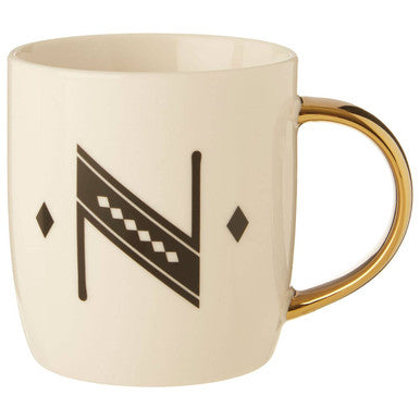 Diamond Deco White Monogram Mug N