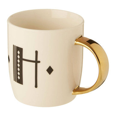 Diamond Deco White Monogram Mug H