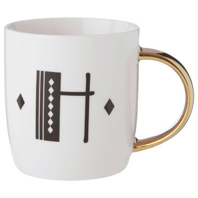 Diamond Deco White Monogram Mug H