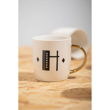 Diamond Deco White Monogram Mug H