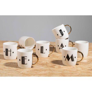 Diamond Deco White Monogram Mug F