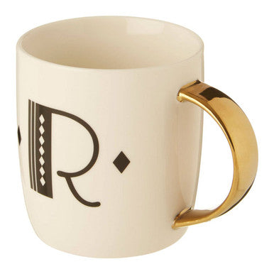 Diamond Deco White Monogram Mug R