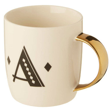 Diamond Deco White Monogram Mug A