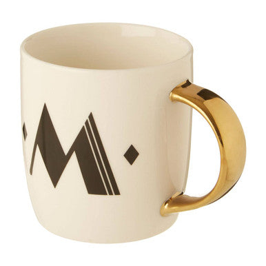 Diamond Deco White Monogram Mug M