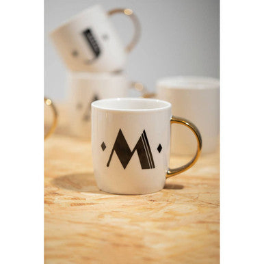 Diamond Deco White Monogram Mug M