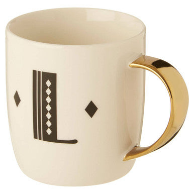 Diamond Deco White Monogram Mug L