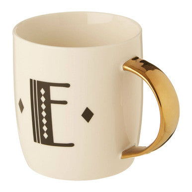 Diamond Deco White Monogram Mug E