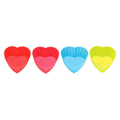 Set Of Four Non Stick Heart Silicone Moulds