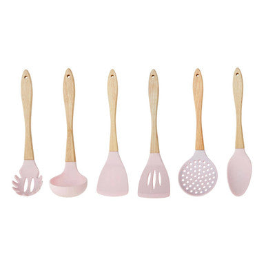 Zing 7 Piece Utensil Set In Pastel Pink