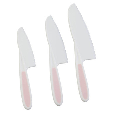 Zing Set Of 3 Dessert Or Salad Knives In Pastel Pink