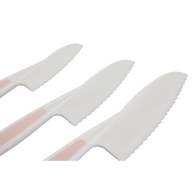 Zing Set Of 3 Dessert Or Salad Knives In Pastel Pink