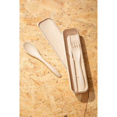 Mimo 3 Piece Natural Wheat Straw Travel Cutlery Set
