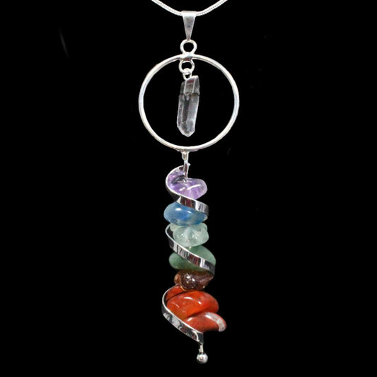Chakra Crystal Silver Pendant with Silver Chain