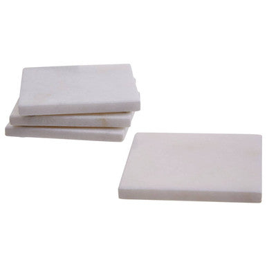Kindia Set Of Four White Marble Square Coasters