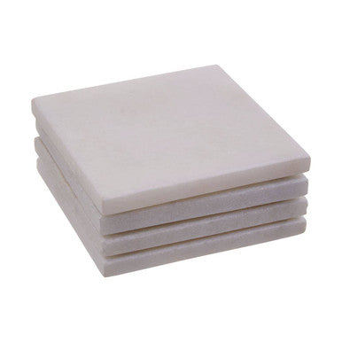 Kindia Set Of Four White Marble Square Coasters