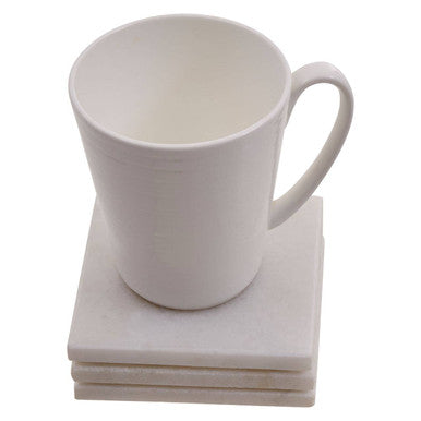 Kindia Set Of Four White Marble Square Coasters