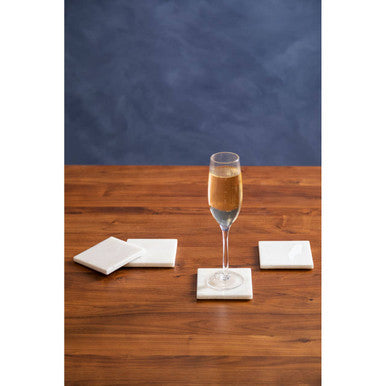 Kindia Set Of Four White Marble Square Coasters