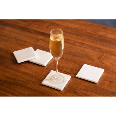 Kindia Set Of Four White Marble Square Coasters