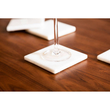 Kindia Set Of Four White Marble Square Coasters