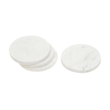 Kindia Set Of 4 White Marble Round Coasters