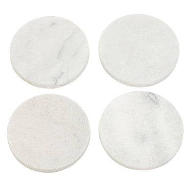 Kindia Set Of 4 White Marble Round Coasters