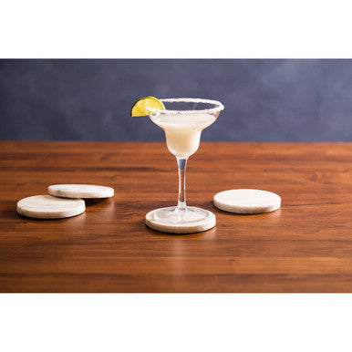 Kindia Set Of 4 White Marble Round Coasters