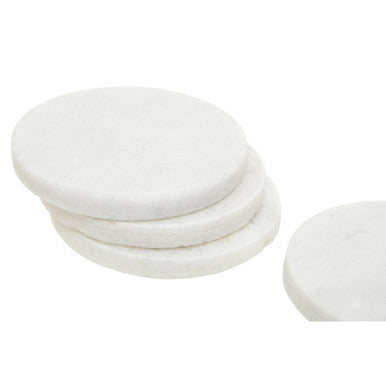 Kindia Set Of 4 White Marble Round Coasters