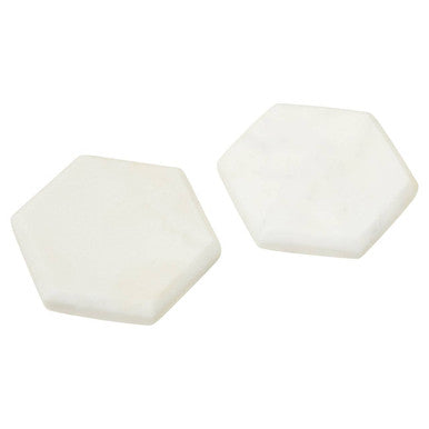 Kindia Set Of 4 White Marble Hexagonal Coasters