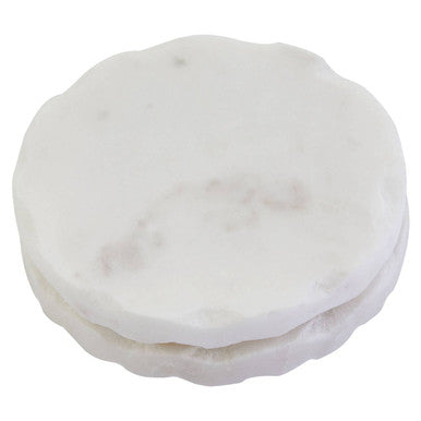Kindia Set Of 4 White Marble Rustic Edge Coasters